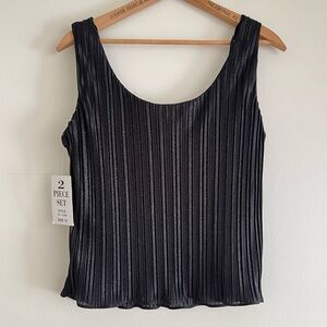 Vintage black shimmery pleated tank, Madison Leigh Collection, size 10